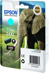 Epson Elephant Singlepack Cyan 24XL Claria Photo HD Ink