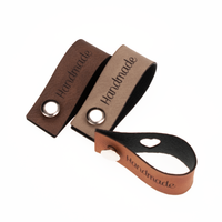 Leren Vouw Label 'Handmade' en 'hartje' uitgestanst 2x12cm - thumbnail