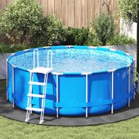 Zwembadgrondzeil Ø244 cm polyester geotextiel lichtgrijs