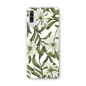 Wit bloemenpatroon: Samsung Galaxy A70 Transparant Hoesje