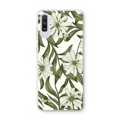 Wit bloemenpatroon: Samsung Galaxy A70 Transparant Hoesje