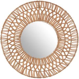 Wandspiegel Milou - Boho/ibiza stijl - rotan - lichtbruin - rond - 58 cm