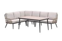 GI Allasio lounge-dining hoekset (5-delig) - Carbon black/Zand GI Allasio lounge-dining hoekset (5-delig) - Carbon black/Zand