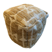 Poef Naturel Jute Witte Chenille - 40x40