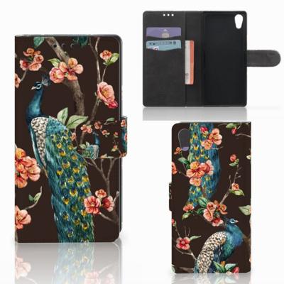 Sony Xperia XA1 | Telefoonhoesje | Met pasjeshouder | Pauw met Bloemen