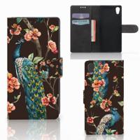 Sony Xperia XA1 | Telefoonhoesje | Met pasjeshouder | Pauw met Bloemen