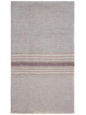 Brunello Cucinelli foulard en lin à détails rayés - Marron