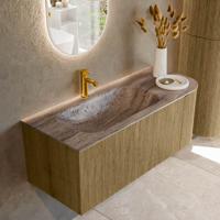 Badmeubel Mondiaz Kurve-Dlux | 115 cm | Meubelkleur Dusk | Wastafelkleur Oza | Solid surface | Wasbak linker zijde spoelbak | 1 kraangat
