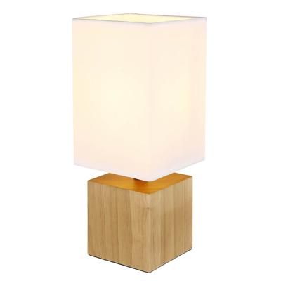 Globo Strakke tafellampValentino hout met witte kap - 21628W