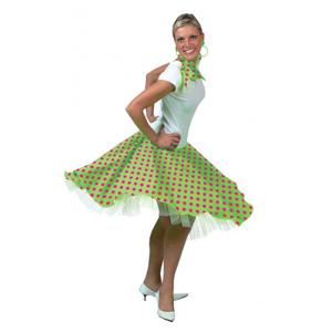 Rock en Roll carnaval verkleedkleding rok - groen - dames - Fifties - verstelbaar