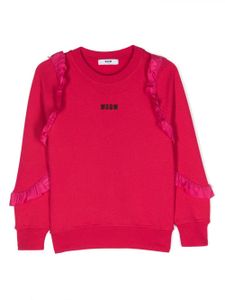 MSGM Kids sweat volanté à logo imprimé - Rose