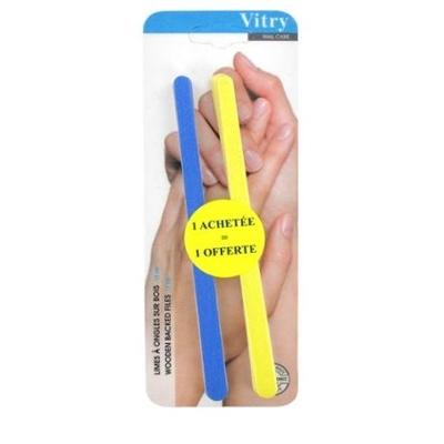 Vitry Nail Care Wooden Backed Files 17cm Vijl Ref.69 Blue and Yellow 6Stuks