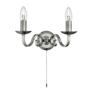 Searchlight Klassieke wandlamp Richmond 2-lichts mat zilver 1502-2SS