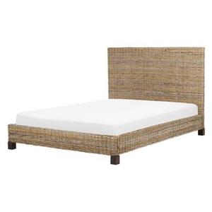 Beliani-SALBRIS-Tweepersoonsbed-Lichtbruin-140 x 200 cm- Rotan