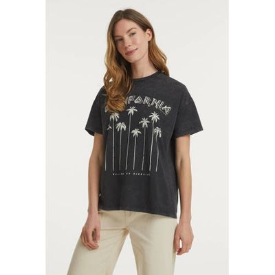 Catwalk Junkie T-shirt California van biologisch katoen donkergrijs
