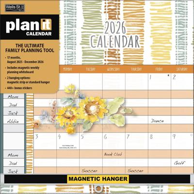 Watercolor Plan-It Wall Kalender (August 2025 - December 2026)