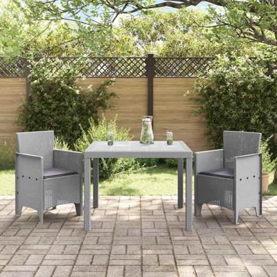 Tuin Eetset 3 pcs Lichtgrijs Compact Kunststof