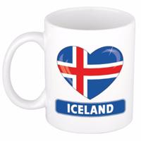 Hartjes vlag IJsland koffiemok - drink beker - white - 300 ml - supporters