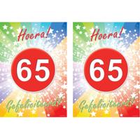 Verjaardag deurposter - 2x - 65 jaar - 59 x 42 cm - leeftijd feestartikelen
