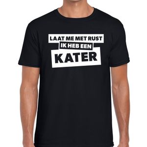 Laat me met rust ik heb een kater tekst t-shirt zwart heren