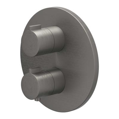 Afbouwdeel IVY Pact Inbouwthermostaat Stop-Omstel Met Rond Rozet Geborsteld Metal Black PVD
