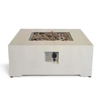 Estate Square 88 Travertin - Vierkante Gashaard Tafel | Happy Cocooning | Vuurtafel met gasbrander |