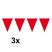 3 stuks Vlaggenlijnen/slingers XXL rood 10 meter - thumbnail