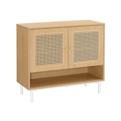 Schoenenkast met verstelbare planken en rotanlook deuren