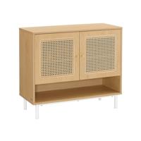 Schoenenkast met verstelbare planken en rotanlook deuren