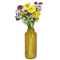 Bloemenvaas Milan - transparant oker geel glas - D15 x H35 cm - melkbus vaas met smalle hals   -