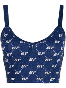 Baum Und Pferdgarten débardeur crop en maille intarsia - Bleu