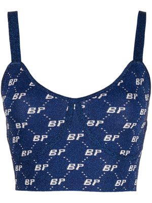 Baum Und Pferdgarten débardeur crop en maille intarsia - Bleu