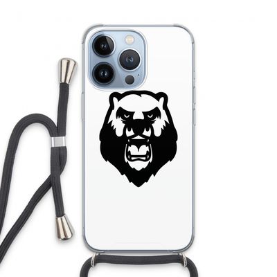 Angry Bear (white): iPhone 13 Pro Transparant Hoesje met koord