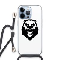Angry Bear (white): iPhone 13 Pro Transparant Hoesje met koord