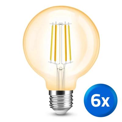 Slimme filament led lamp - dual white 7w e27 fitting - g95 model colored - voordeelset van 6