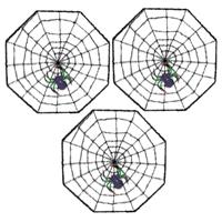 Decoratie Spinnenwebben - 3x - 37 x 37 cm - Halloween thema versieringen met spin - horror sfeer