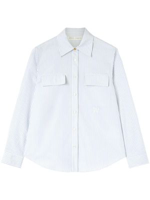 Palm Angels chemise rayée à logo brodé - Bleu