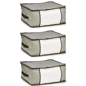 Opbergtas/beschermhoes beddengoed/kleding - 3x - grijs - 45 x 30 x 20 cm