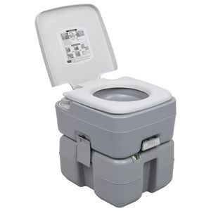 VidaXL Kampeertoilet draagbaar 20 + 10 l grijs