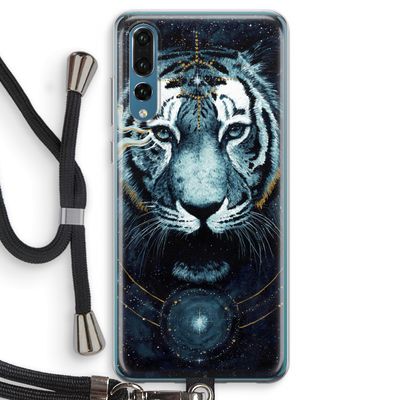Darkness Tiger: Huawei P20 Pro Transparant Hoesje met koord