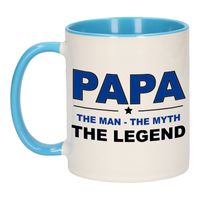 Papa the legend cadeau mok / beker wit en blauw 300 ml - thumbnail