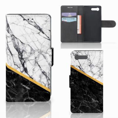 Sony Xperia X Compact | Bookcase | Marmer Wit Zwart - Origineel Cadeau Man