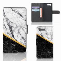 Sony Xperia X Compact | Bookcase | Marmer Wit Zwart - Origineel Cadeau Man