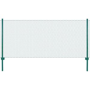 VidaXL Draadgaashek met palen 25x0,5 m staal groen