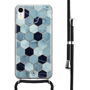 iPhone XR hoesje met koord - Blue cubes