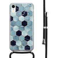 iPhone XR hoesje met koord - Blue cubes