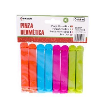 Vershoudclips - 8x - felle kleurenmix - kunststof - 11,5 cm