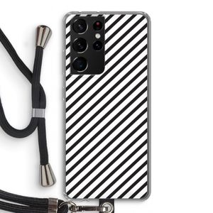 Strepen zwart-wit: Samsung Galaxy S21 Ultra Transparant Hoesje met koord