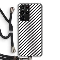 Strepen zwart-wit: Samsung Galaxy S21 Ultra Transparant Hoesje met koord