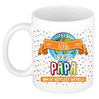 Naam mok papa Huub - wit - de beste - keramiek - 300 ml - Vaderdag/verjaardag